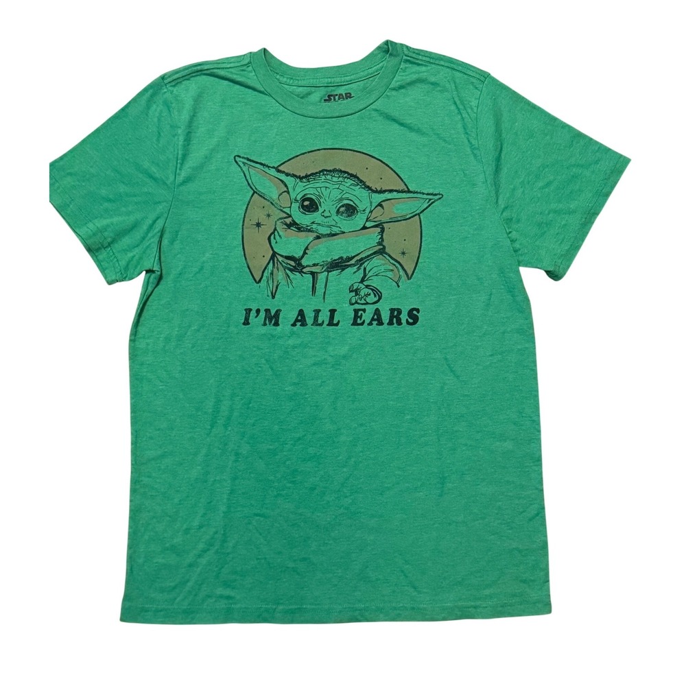 Star Wars The Mandalorian Grogu Baby Yoda Im All Ears Green T-Shirt Mens Medium